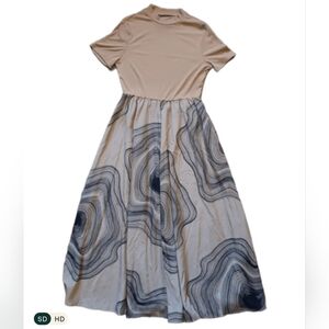 Elegant Beige and Black Midi/Maxi Dress